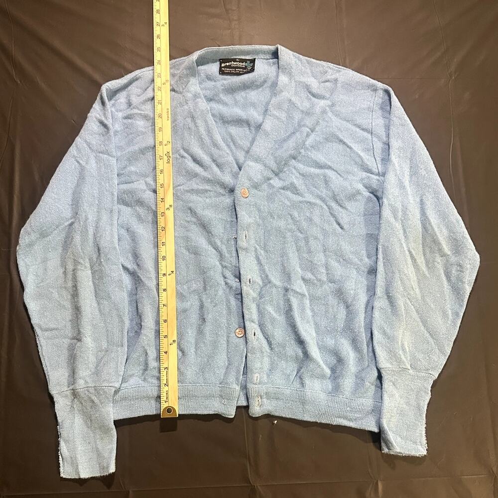 Brettwood Sportswear Cardigan Sweater Mens XL Blue Orlon Acrylic Made USA